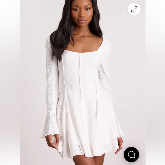 Lulus Dresses & Skirts - NWT Lulus Mirielle White Textured Long Sleeve Mini Dress